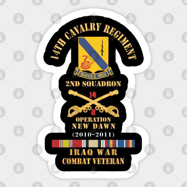 Army - 14th Cavalry Regiment w Cav Br - 2nd Squadron - OND - 2010–2011 - Red Txt Cbt Vet w IRAQ SVC X 300 Sticker by twix123844